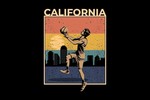 California basketbal retro design landschap