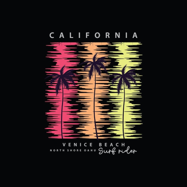 California beach illustration typography vector t shirt design