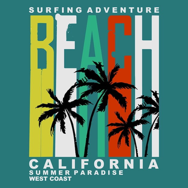 California beach lettering vector images design