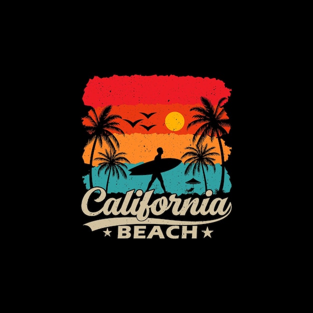 Vector california beach summer beach tshirt design