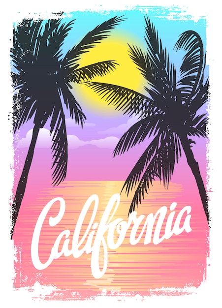 Grafica tipografica della spiaggia della california.
