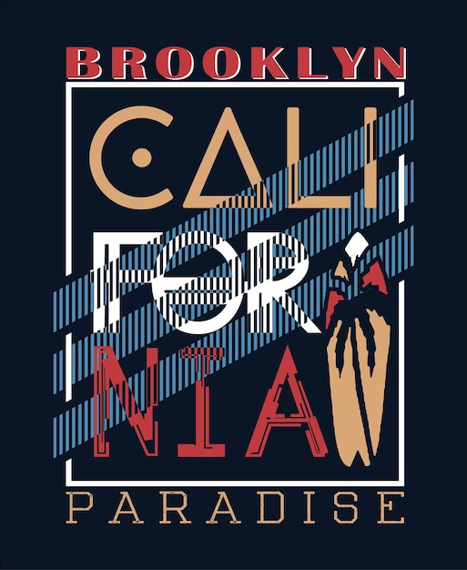 カリフォルニアのビーチタイポグラフィTシャツとアパレルデザイン