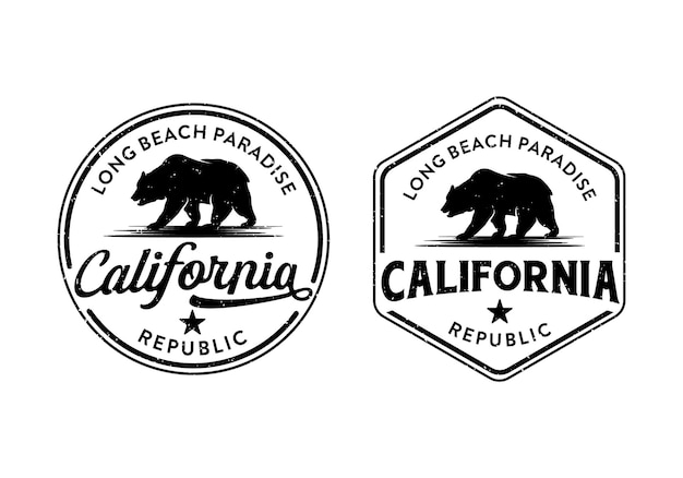 Vettore logo della repubblica dell'orso della california, design distintivo vintage classico