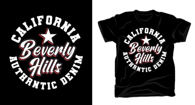 T-shirt tipografia california beverly hills varsity