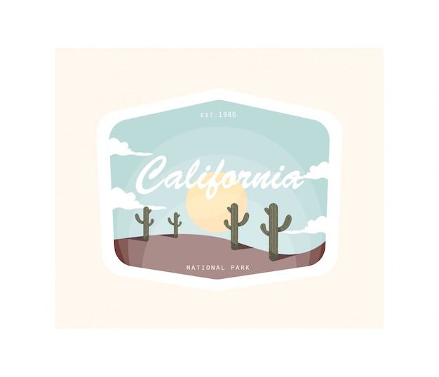 Progettazione d'annata dell'illustrazione del deserto di california.