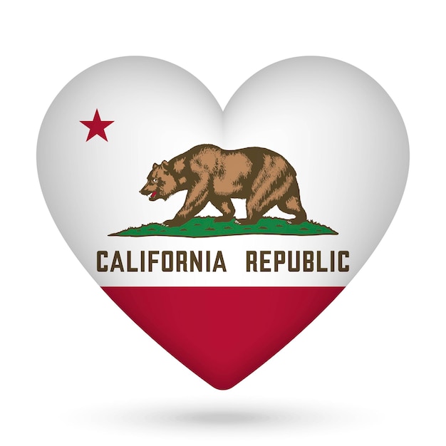California flag in heart shape Vector illustration