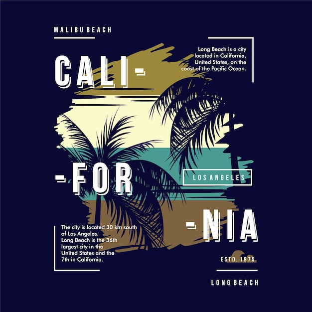 california graphic typography t shirt vector illustration on beach theme