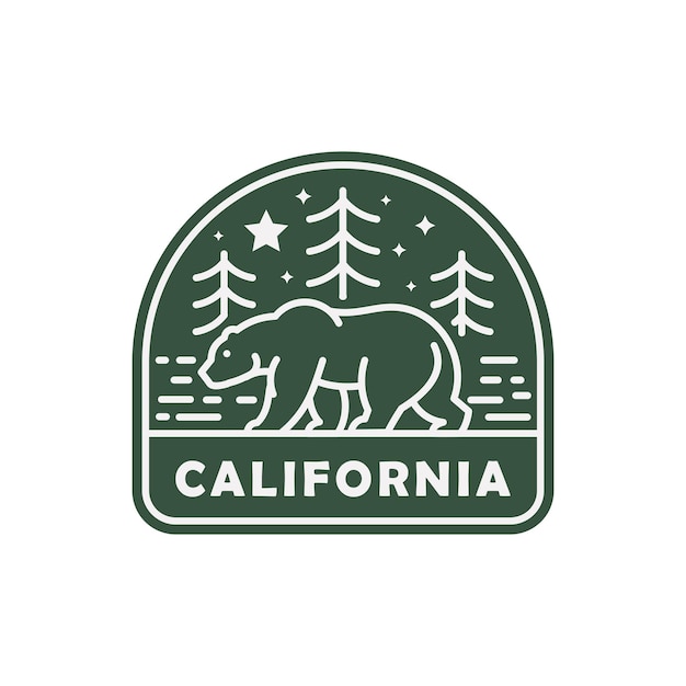Калифорнийский медведь гризли monoline emblem illustration design