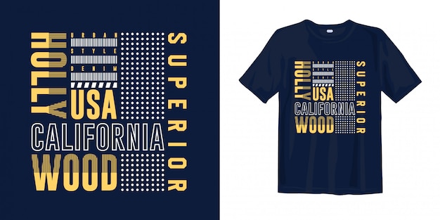 カリフォルニア-ハリウッド、アメリカ。抽象的な活版印刷ファッションtシャツデザイン