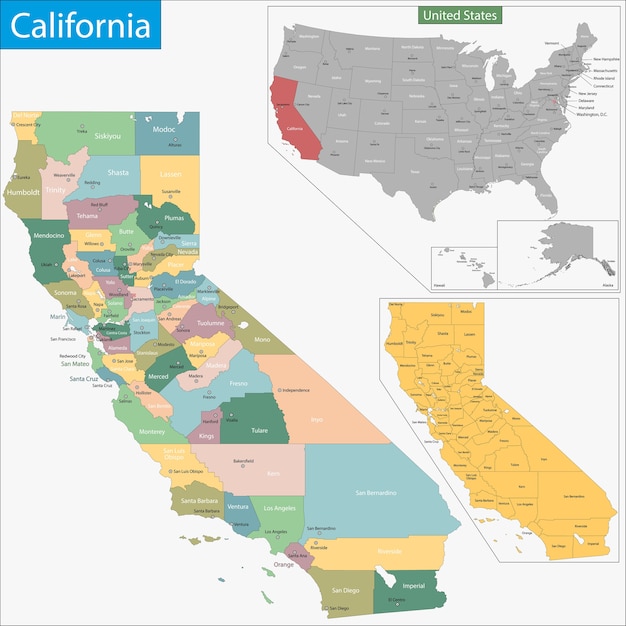 ベクトル カリフォルニア州地図