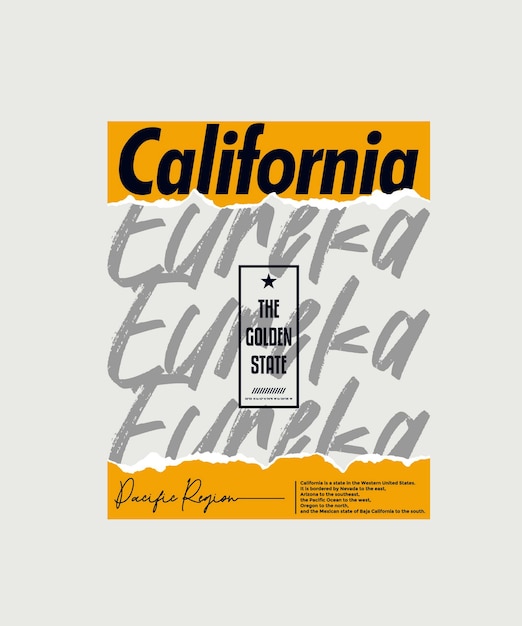 Vettore illustrazione della stampa vettoriale del disegno astratto dello slogan tipografico moderno della california
