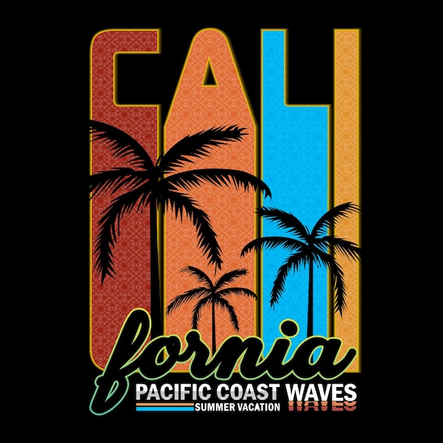 california pacific coast tee typography graphic design illustration vector art vintage