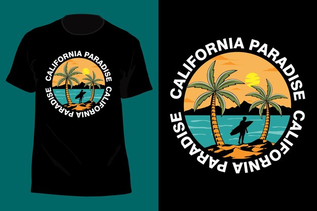 California Paradise T Shirt Design Retro Vintage