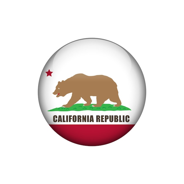 カリフォルニア州ラウンド サークル ボタン 米国州ベクトル テンプレートの旗