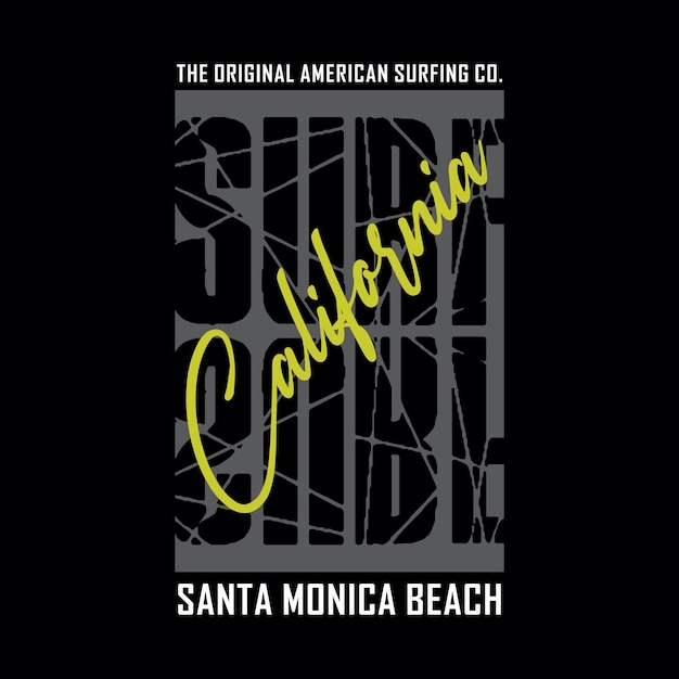 Vettore california santa monica beach design vettoriale tipografia grafica stampa ecc vettore premium