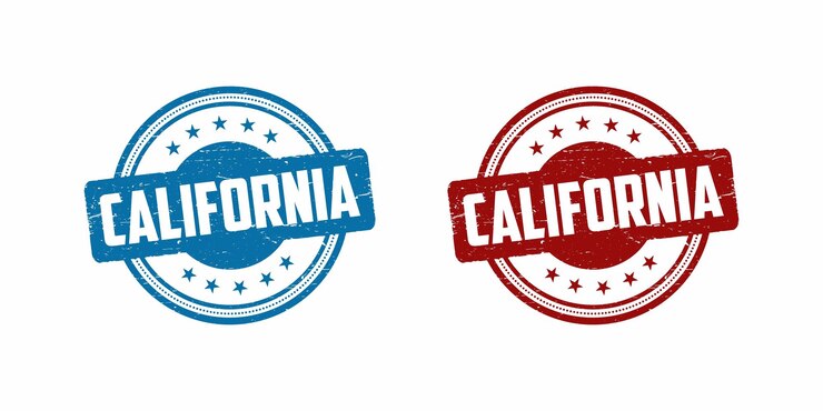 Vector california set of sign stamp round grunge vintage