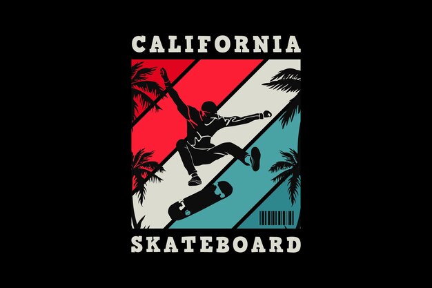 .калифорнийский скейтборд, дизайн в стиле ретро.
