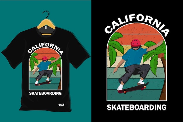 カリフォルニアスケートボードレトロヴィンテージTシャツデザイン