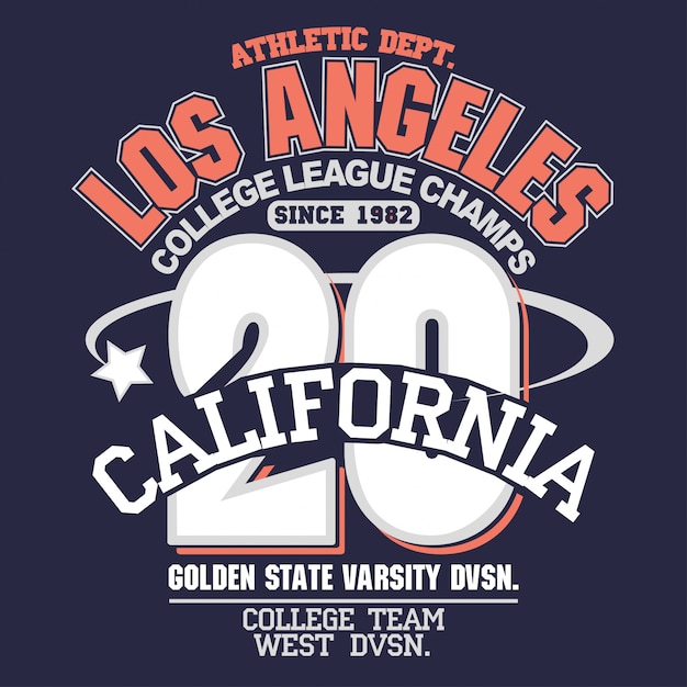 Vector california sport wear typography design