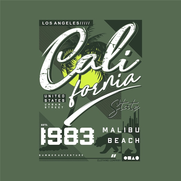 california state  typography on beach theme   for t shirt print