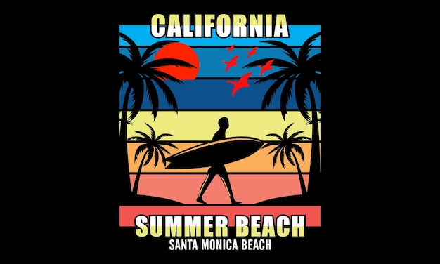 California Summer Beach Typography Vector illustration and colorful design.