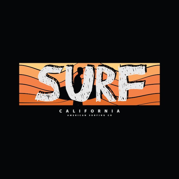 Tipografia dell'illustrazione del surf della california. perfetto per il design della maglietta