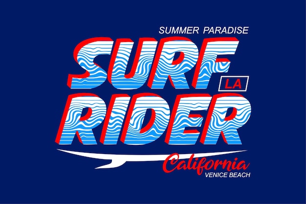 Калифорнийский серф-райдер типографика для печати на футболках