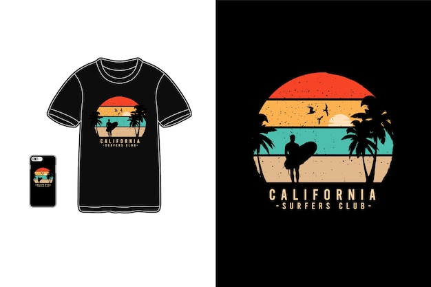 California surfers club belettering voor shirt