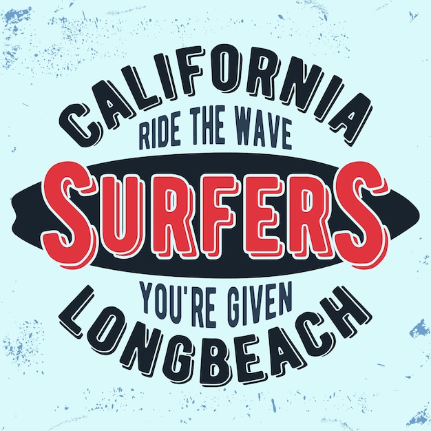 Vector california surfers vintage stamp