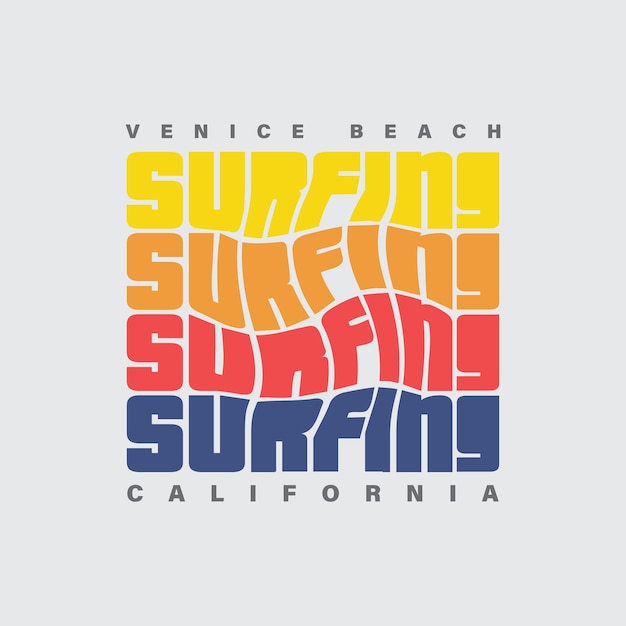 T 셔츠 디자인에 완벽한 캘리포니아 서핑 일러스트레이션 타이포그래피