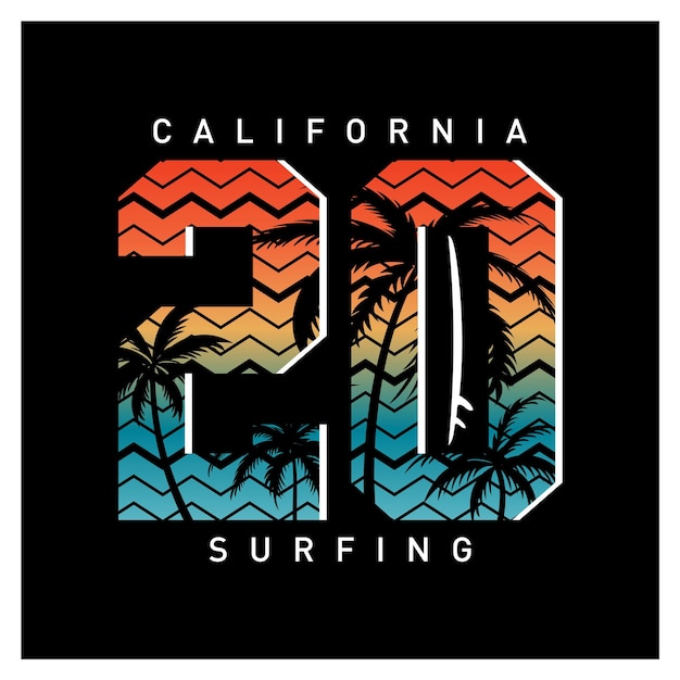 California surfing typographic t shirt vector illustration