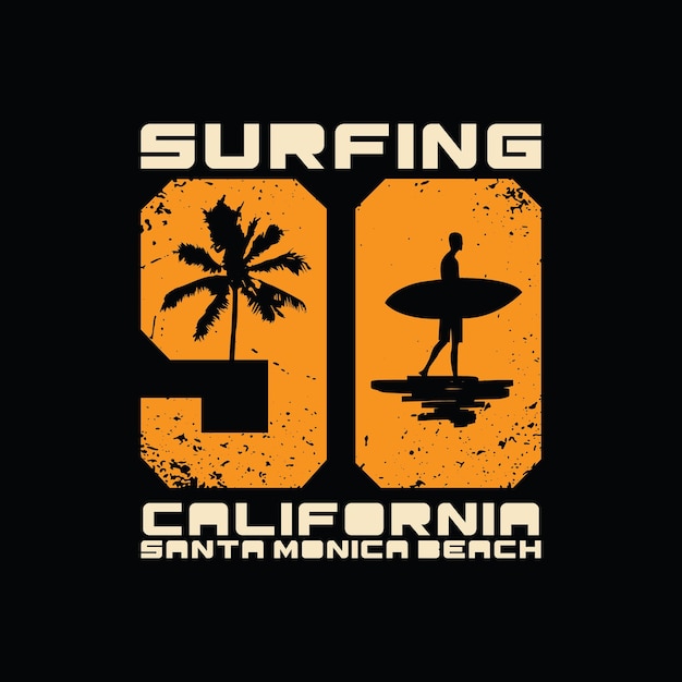 California surfing vector illustration typography tshirt and apparel design