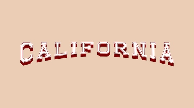 California text with 3d isometric effect. Vector illustration.