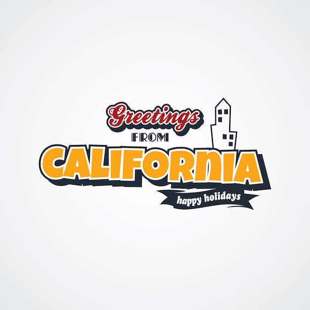 california vacation greetings theme vector art illustration