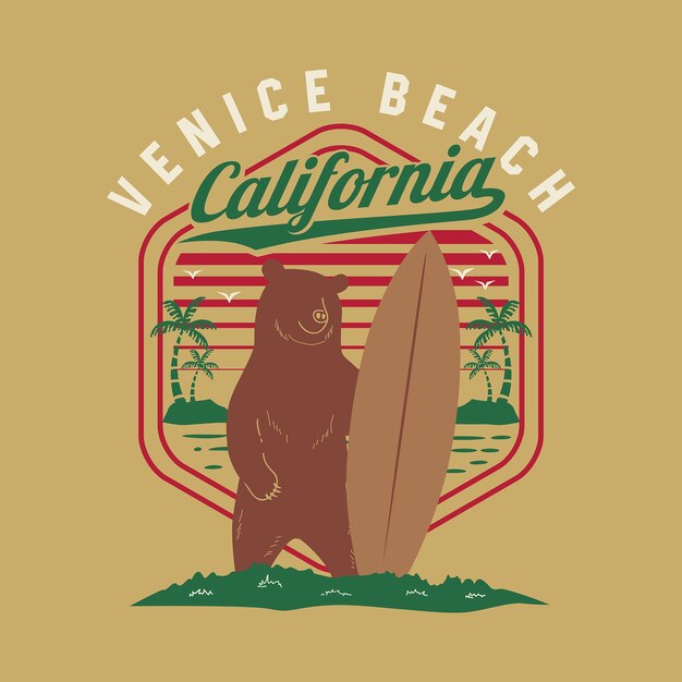 California venice beach met grizzly bear surf