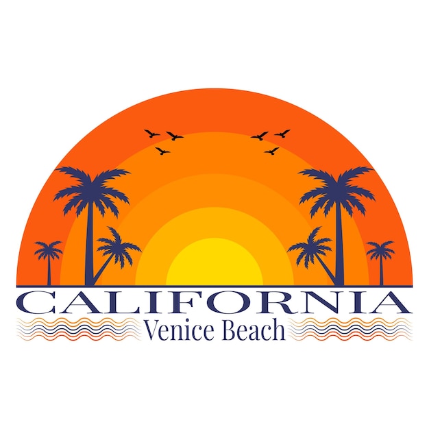 California Venice Beach Vector Illustration T-Shirt Design