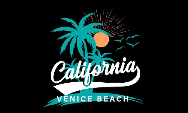 California Venice Beach Vector and illustrations T-shirt Design.