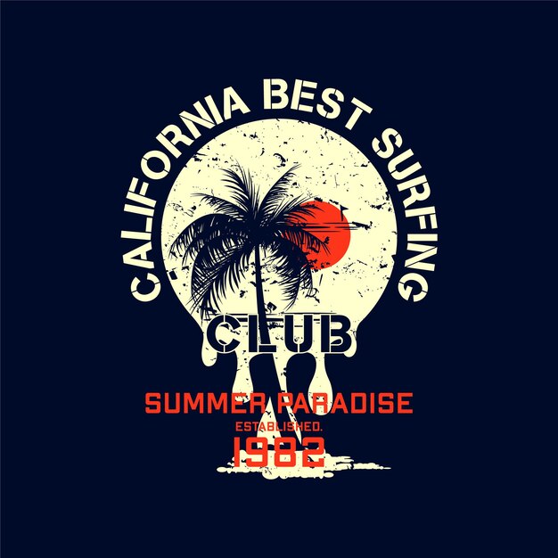 Californië beste surfclub zomerparadijs grafische vector print