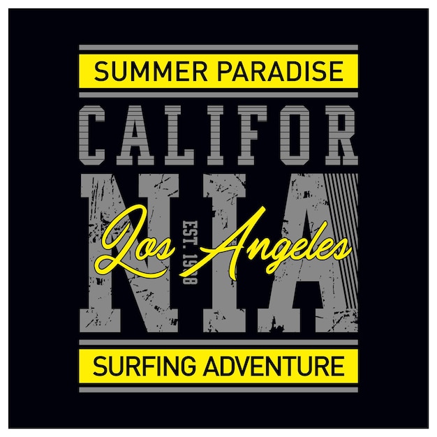 Vector californië los angeles surfen typografie t-shirt vectorillustratie