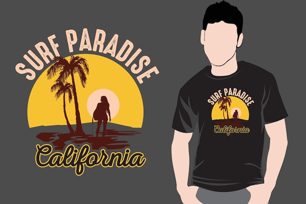 Californië oceaan tshirt en trendy met palmbomen silhouetten tshirt ontwerp vector
