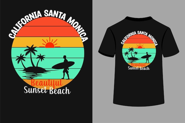 Californië Santa Monica Beautiful Sunset Beach T-shirtontwerp.
