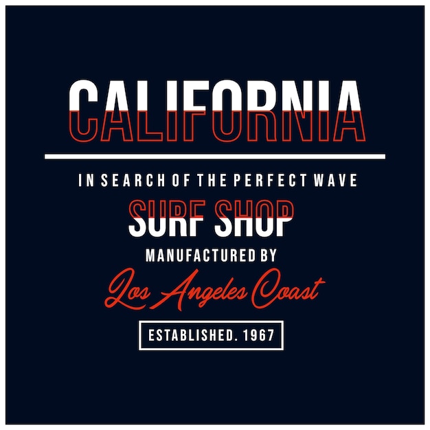 Californië surf typografie t-shirt grafische vectoren