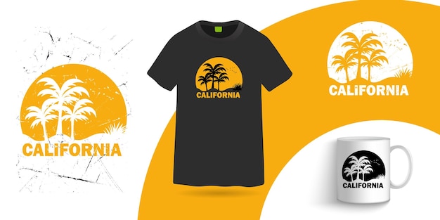 Californië T-shirt en koffiemok ontwerp