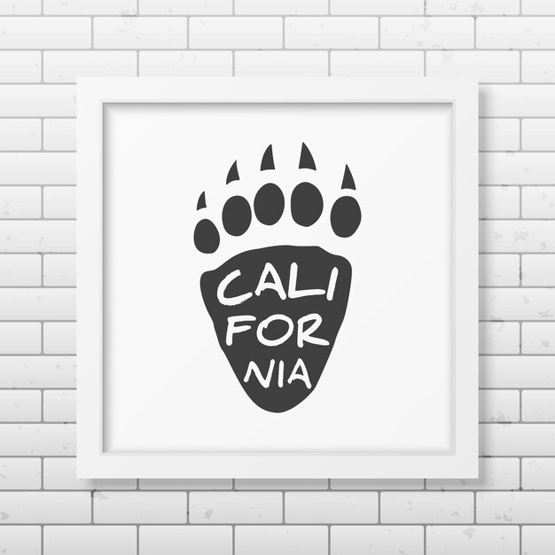 Californië - typografisch realistisch vierkant whiteframe op de bakstenen muur.