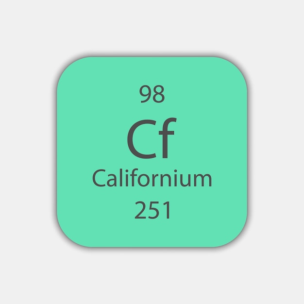 Калифорнийский символ Химический элемент периодической таблицы Векторная иллюстрация