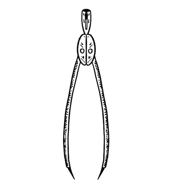 Vettore icona dello schizzo dei calibri bussola strumento di disegno icona linea contorno vettoriale segno pittogramma stile lineare isolato su bianco illustrazione del logo simbolo del calibro divisore tratto disegnato a mano