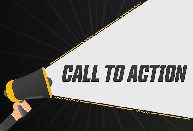 Vector call to action megaphone in hand promotion banner