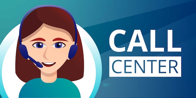 Call center concept banner, cartoon stijl