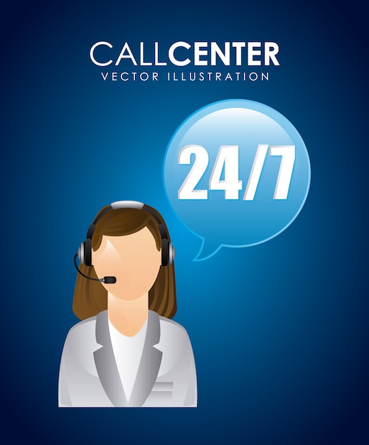 Дизайн call-центр на синем фоне векторных иллюстраций