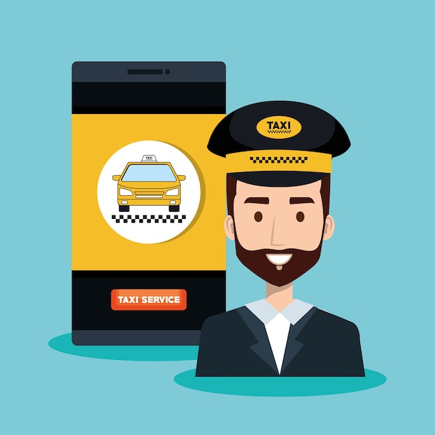 Call center driver taxi service app cartoon